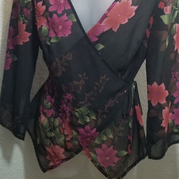 Rockmans 3/4 Sleeve Floral Print Blouse/Wrap/Top - Picture 6 of 8